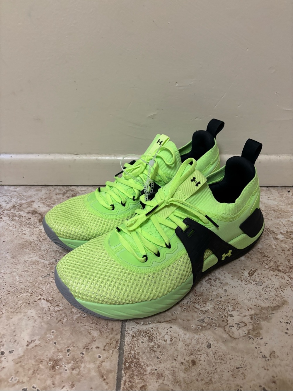 Under Armour Project Rock 4 Training Shoes Mens 11 Neon Green 3023695-303